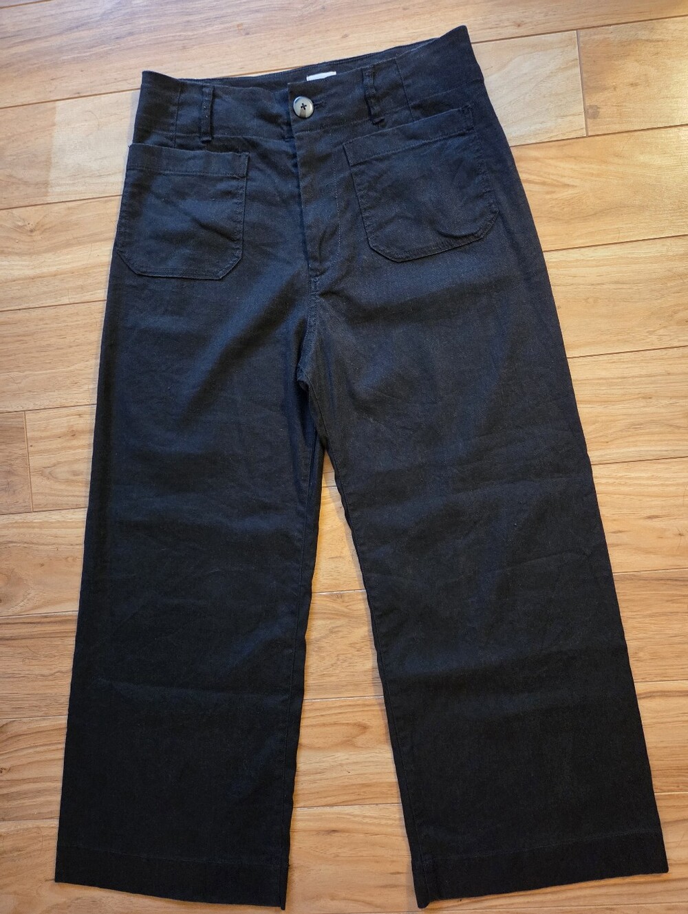 Maeve The Colette Wide Leg Black Viscose Linen Blend Pants 29 - Picture 2 of 11